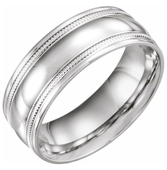 14K White Gold 8 mm Coin Edge Comfort-Fit Half Round Band Size 13