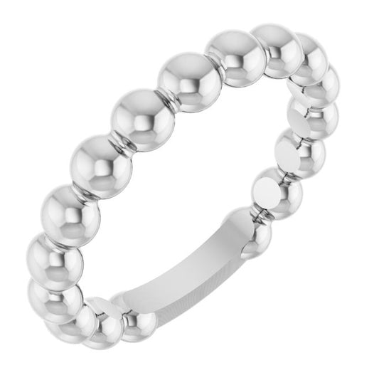 14K Yellow Gold Or Sterling Silver 3.5 mm Stackable Beaded Ring