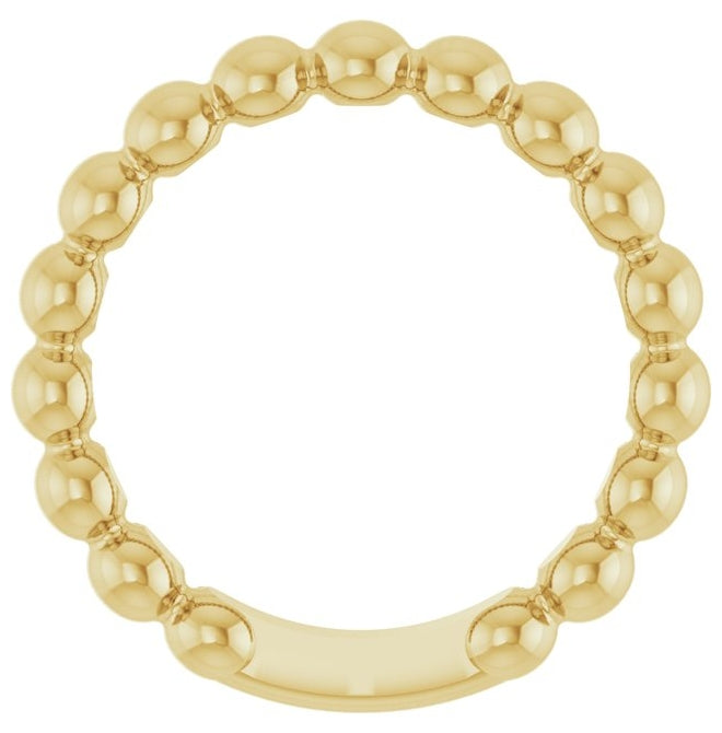 14K Yellow Gold Or Sterling Silver 3.5 mm Stackable Beaded Ring