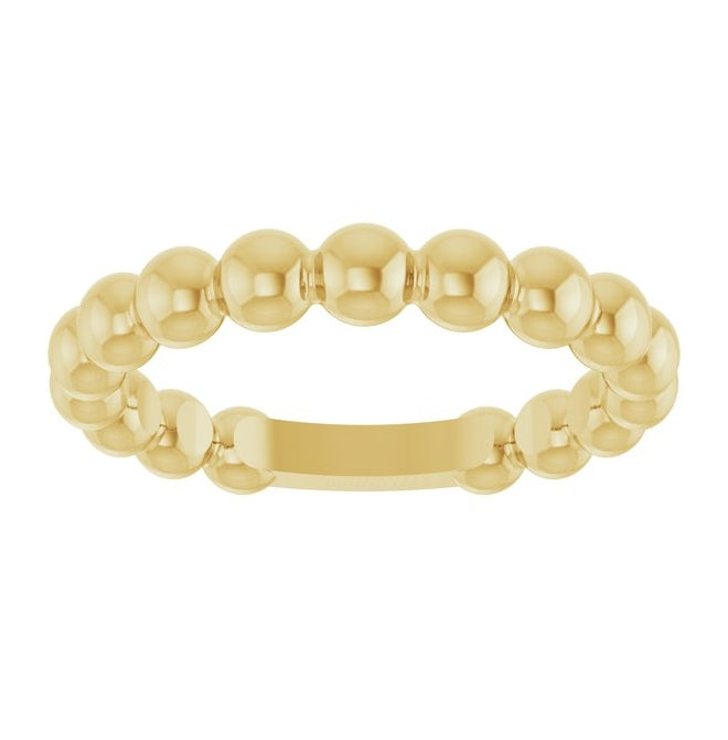 14K Yellow Gold Or Sterling Silver 3.5 mm Stackable Beaded Ring