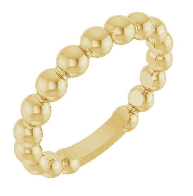 14K Yellow Gold Or Sterling Silver 3.5 mm Stackable Beaded Ring