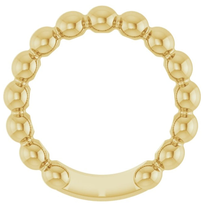 14K Yellow Gold 4 mm Stackable Beaded Ring Size 7