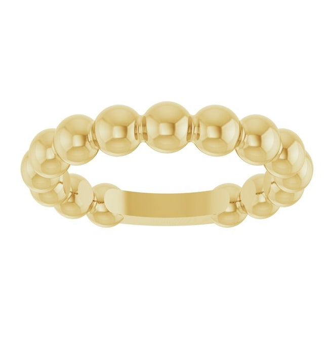 14K Yellow Gold 4 mm Stackable Beaded Ring Size 7