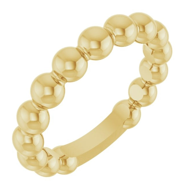 14K Yellow Gold 4 mm Stackable Beaded Ring Size 7