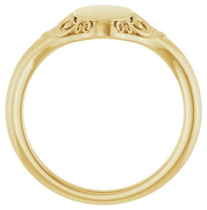 14K Yellow Gold Or Sterling Silver Oval 12 X 8.8 Mm Brush Polished Signet Ring