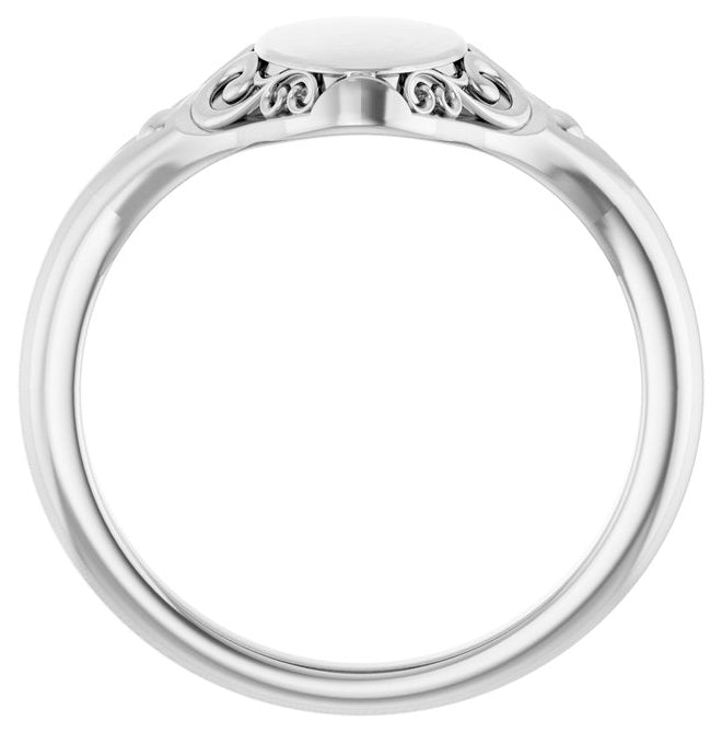 14K Yellow Gold Or Sterling Silver Oval 12 X 8.8 Mm Brush Polished Signet Ring