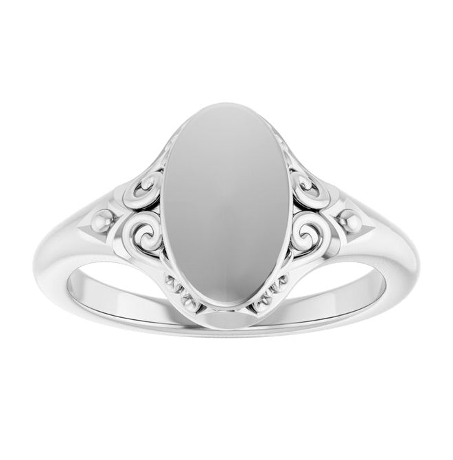 14K Yellow Gold Or Sterling Silver Oval 12 X 8.8 Mm Brush Polished Signet Ring