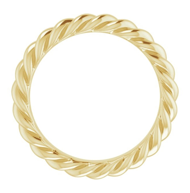 14K Yellow Gold 3 mm Skinny Rope Band Size 4.5
