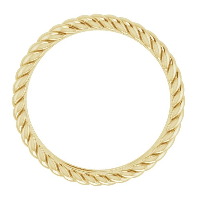 10K Yellow Gold 3.5 mm Rope Comfort-Fit Band Size 6.5