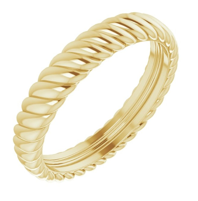 10K Yellow Gold 3.5 mm Rope Comfort-Fit Band Size 6.5