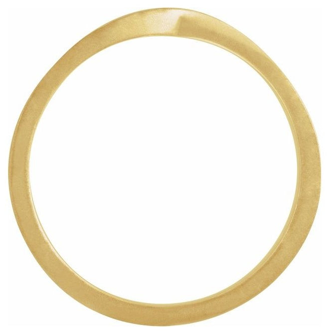 14K Yellow Gold  5 Mm Polished Twisted Stackable Ring With Bead Blast Size 7