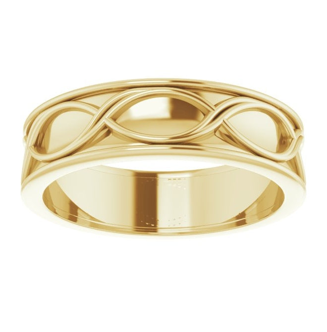 14K Yellow Gold 6.4 mm Infinity-Inspired Flat Band Size 10.5