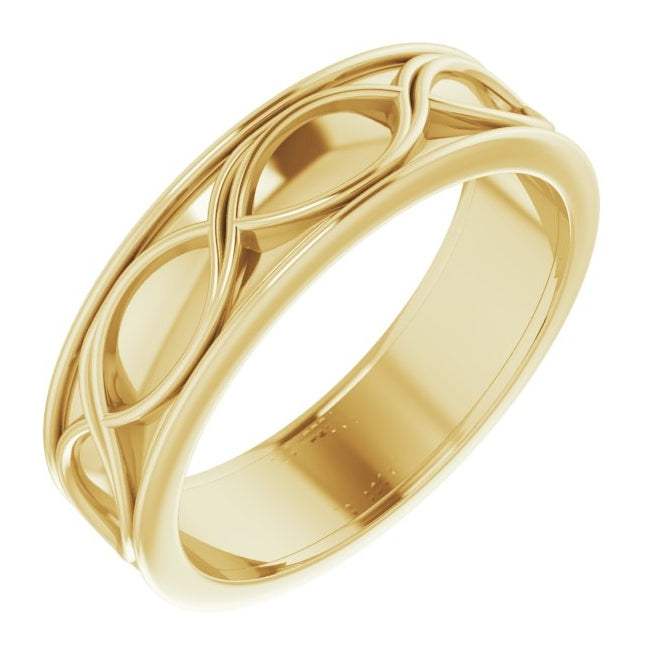 14K Yellow Gold 6.4 mm Infinity-Inspired Flat Band Size 10.5