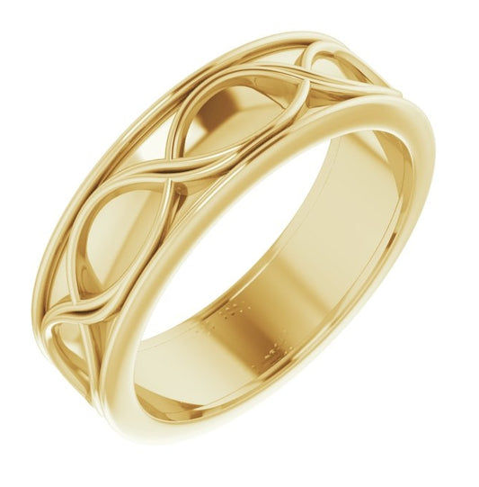 10K Yellow Gold 6.4 mm Infinity-Inspired Flat Band Size 9