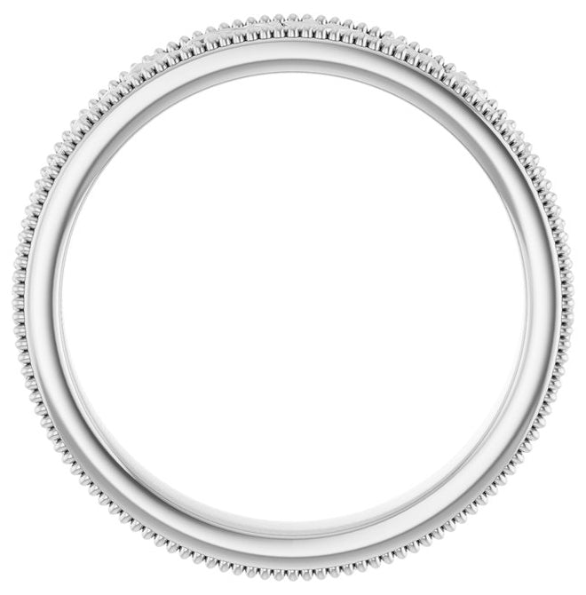 10K White Gold 3.2 mm Milgrain Edge Floral Flat Band Size 5
