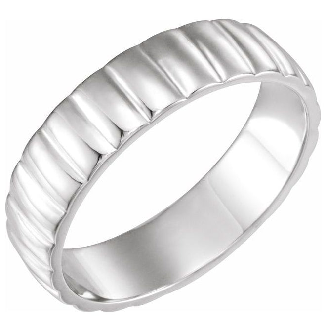 14K Yellow Or White Gold 6 mm Grooved Half Round Band