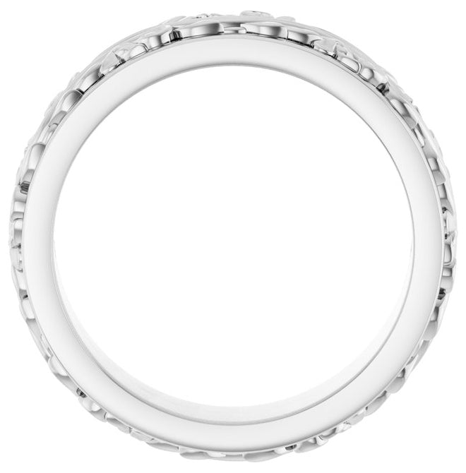 14K Yellow Gold 6 mm Floral Inlay Flat Band