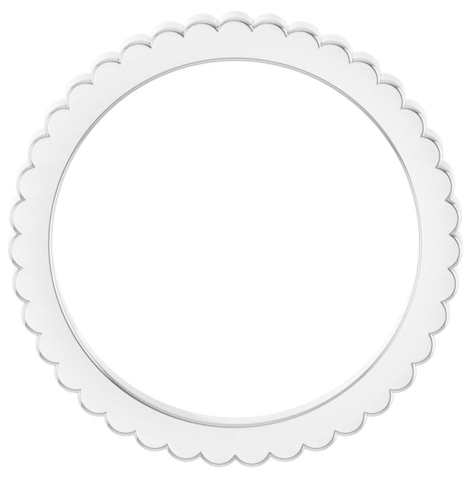 Platinum 2 mm Grooved Half Round Band Size 5.5