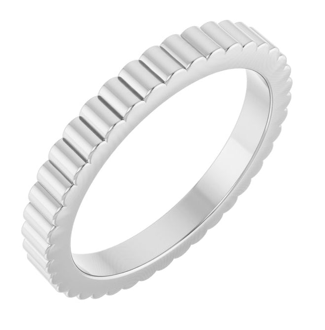 Platinum 2 mm Grooved Half Round Band Size 5.5