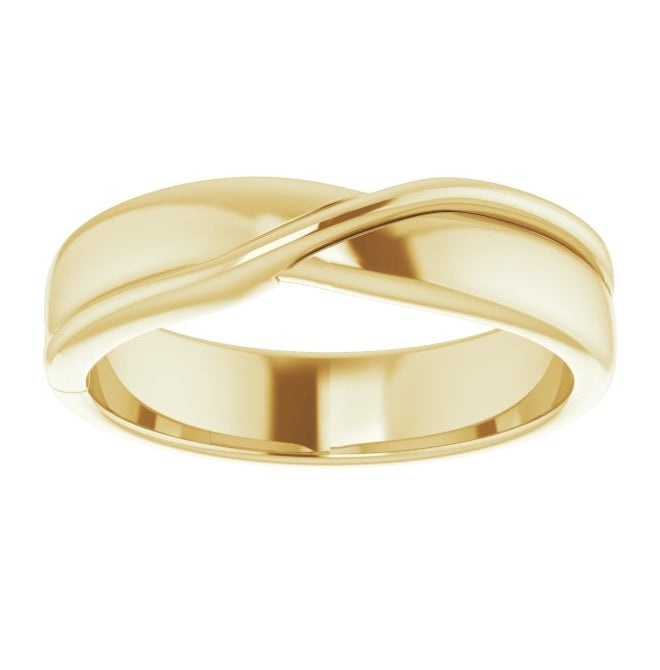 14K Yellow Gold 5 mm Criss-Cross Half Round Band Size 8