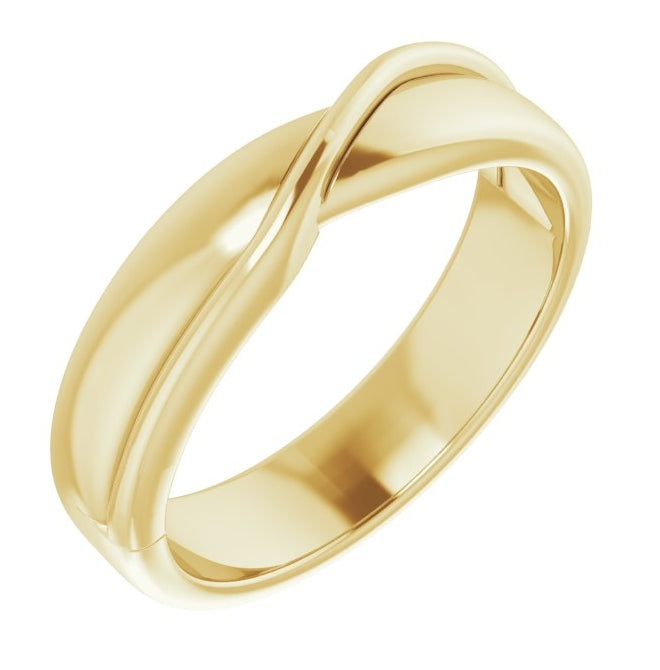 14K Yellow Gold 5 mm Criss-Cross Half Round Band Size 8