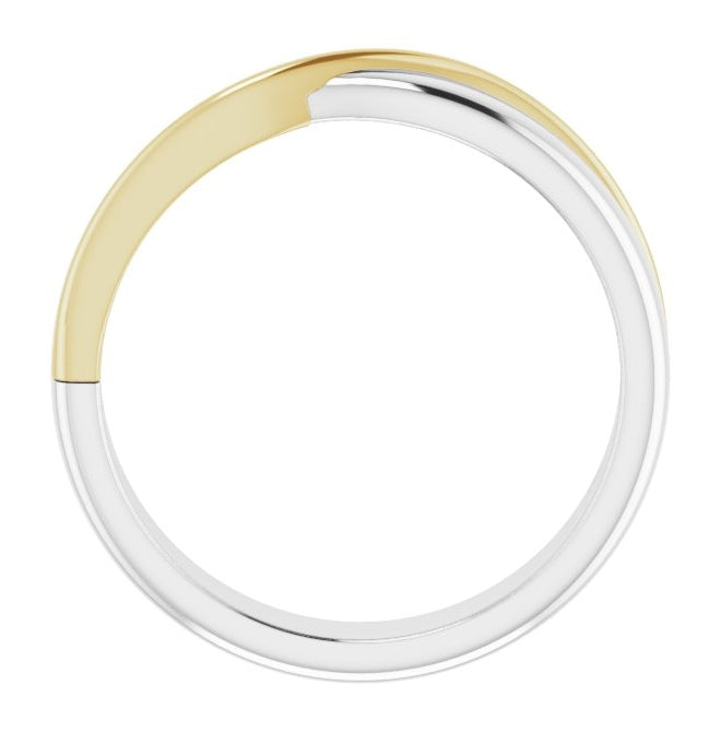 Platinum & 18K Yellow Gold 5 mm Criss-Cross Half Round Band Size 11