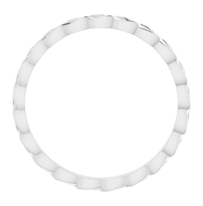 10K White Gold 2 mm Woven-Design Band Size 9
