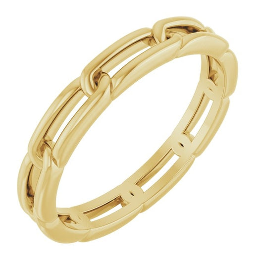 14K Yellow Or White Gold 3 mm Chain Link Band
