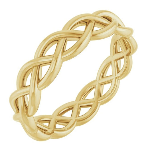 14K Yellow Or White Gold 4.3 mm Woven-Design Band