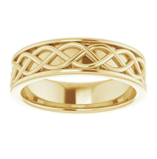 14K Yellow Gold Or Platiinum Or Sterling Silver 6 mm Infinity-Inspired Flat Band