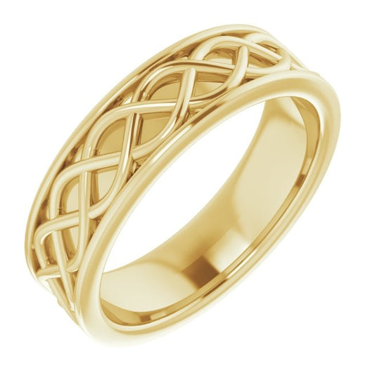 14K Yellow Gold Or Platiinum Or Sterling Silver 6 mm Infinity-Inspired Flat Band