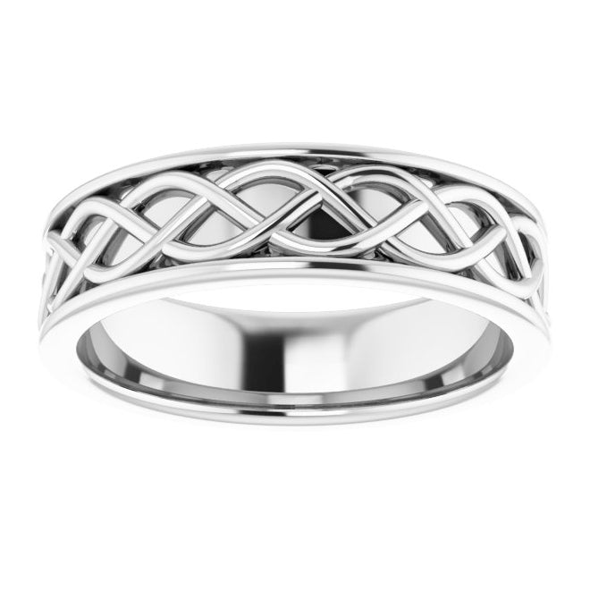 14K Yellow Gold Or Platiinum Or Sterling Silver 6 mm Infinity-Inspired Flat Band
