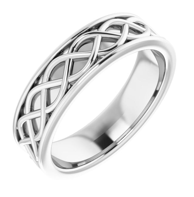 14K Yellow Gold Or Platiinum Or Sterling Silver 6 mm Infinity-Inspired Flat Band