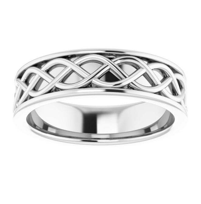 14K Yellow Gold Or Platiinum Or Sterling Silver 6 mm Infinity-Inspired Flat Band