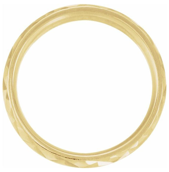 18K Yellow Gold 7 mm Geometric Faceted Flat Band Size 7