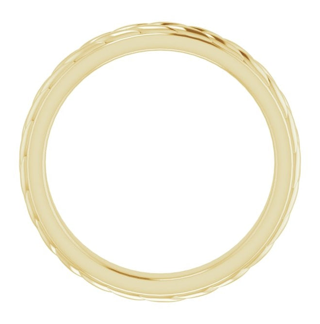 14K Yellow Gold 3 mm Wheat Pattern Flat Band Size 5.5