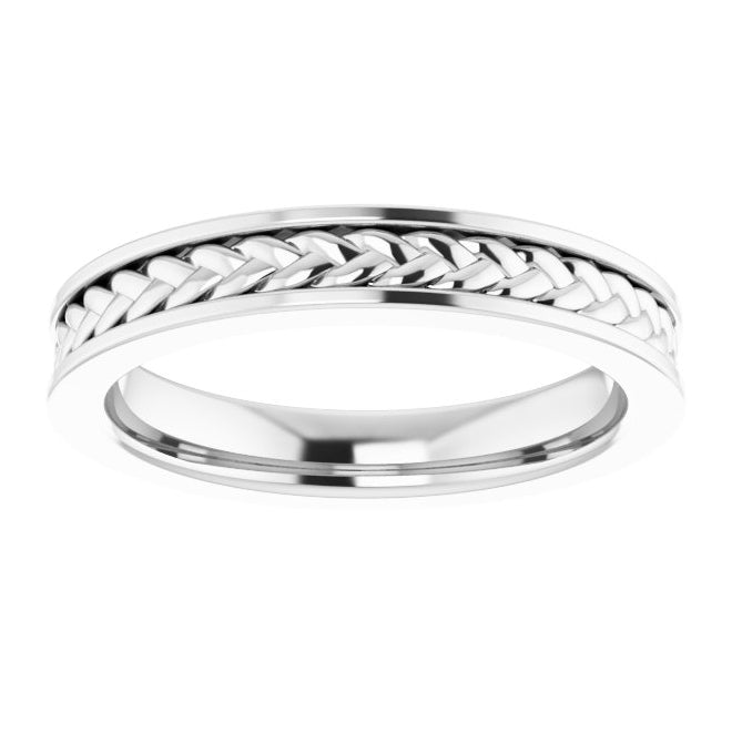 Sterling Silver Or Platinum 3 mm Woven Design Band