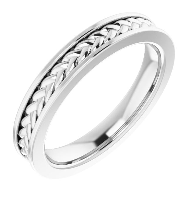 Sterling Silver Or Platinum 3 mm Woven Design Band