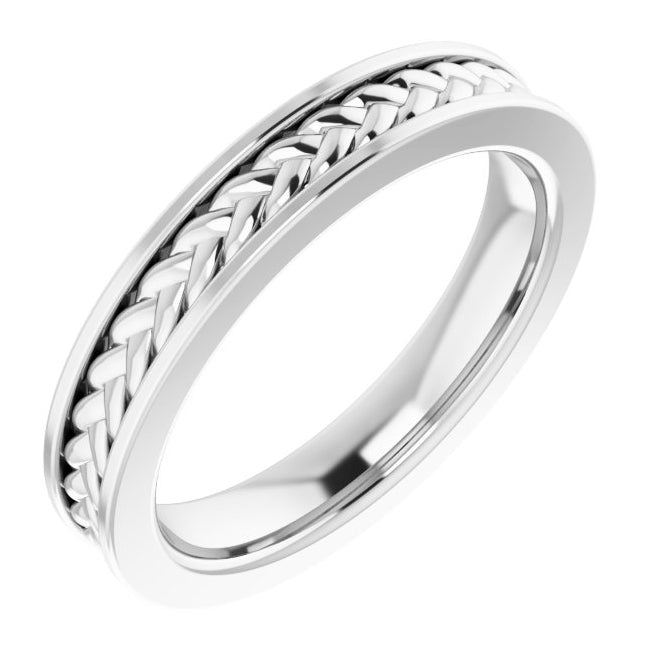 Sterling Silver Or Platinum 3 mm Woven Design Band