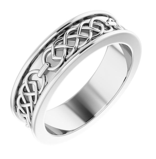 14K White Gold 6 mm Celtic-Inspired Flat Band Size 8