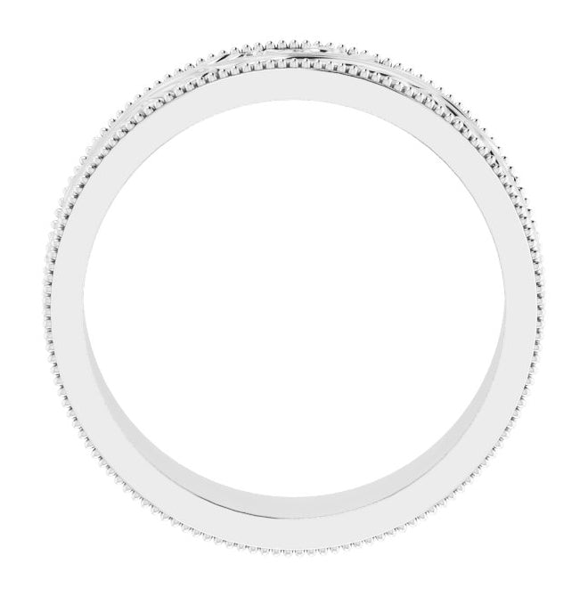 Sterling Silver 6 mm Milgrain Edge Floral Flat Band Size 7
