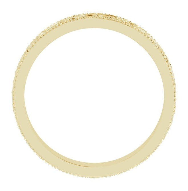 10K Yellow Gold 4 mm Milgrain Edge Floral Flat Band Size 8.5