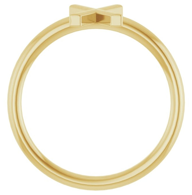 14K Yellow Gold Polished Initial X Ring Size 7