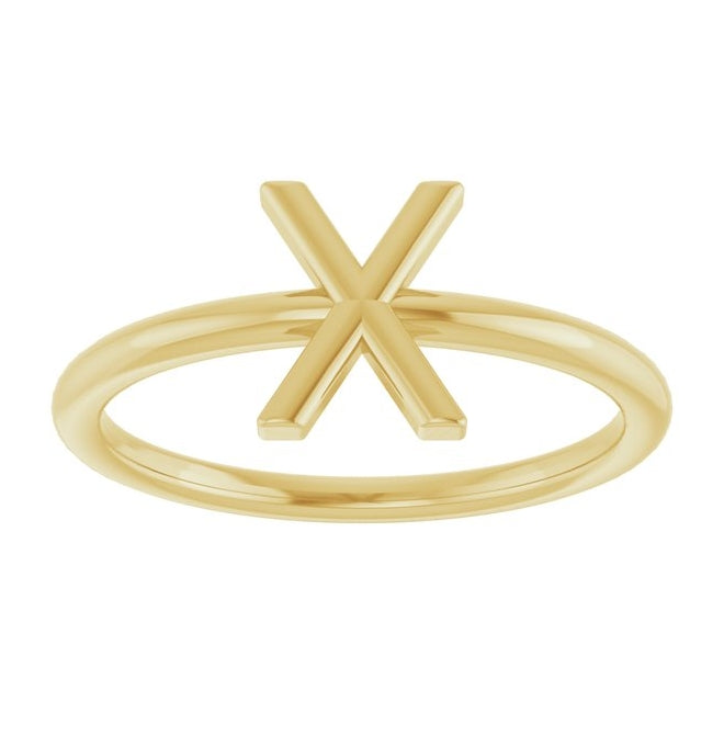 14K Yellow Gold Polished Initial X Ring Size 7