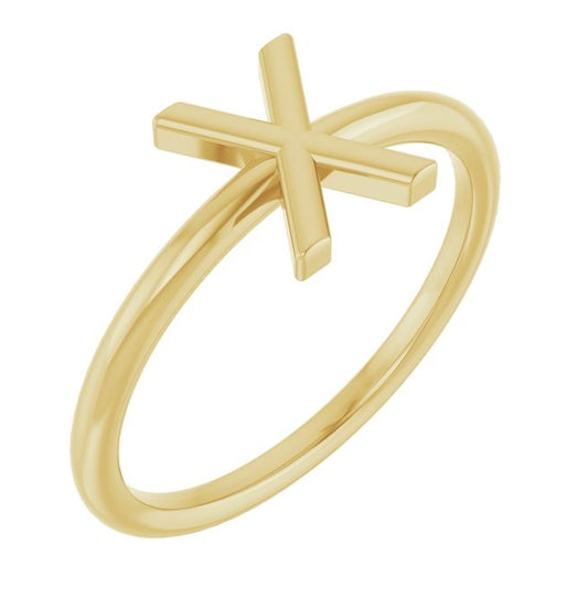 14K Yellow Gold Polished Initial X Ring Size 7