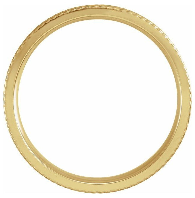 14K Yellow Gold 5 mm Rope Edge Grooved Comfort-Fit Concave Band Size 11
