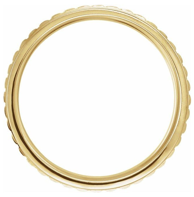 10K Yellow Gold 6 mm Stepped-Edge Grooved Flat Band Size 10.5