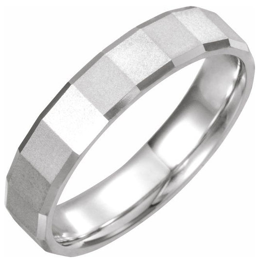 14K Yellow Or White Gold 5 mm Geometric Comfort-Fit Flat Band