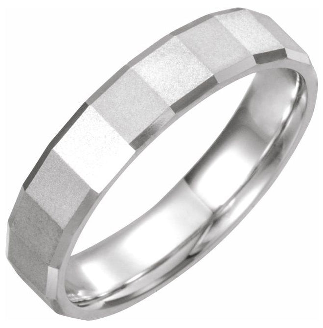 14K Yellow Or White Gold 5 mm Geometric Comfort-Fit Flat Band