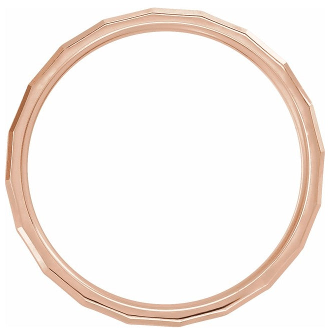 10K Rose Gold 5 mm Geometric Comfort-Fit Flat Band Size 10.5